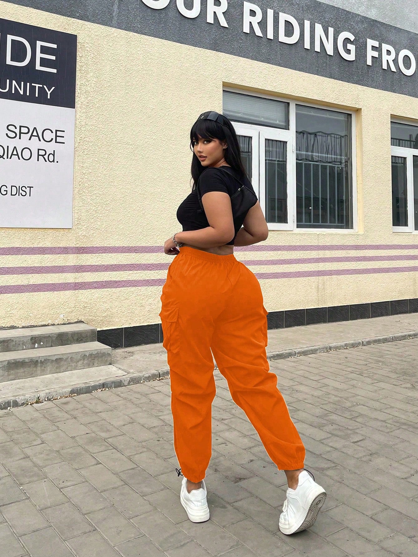 Pantaloni Cargo, PLUS SIZE, Slim Fit, Talie Inalta