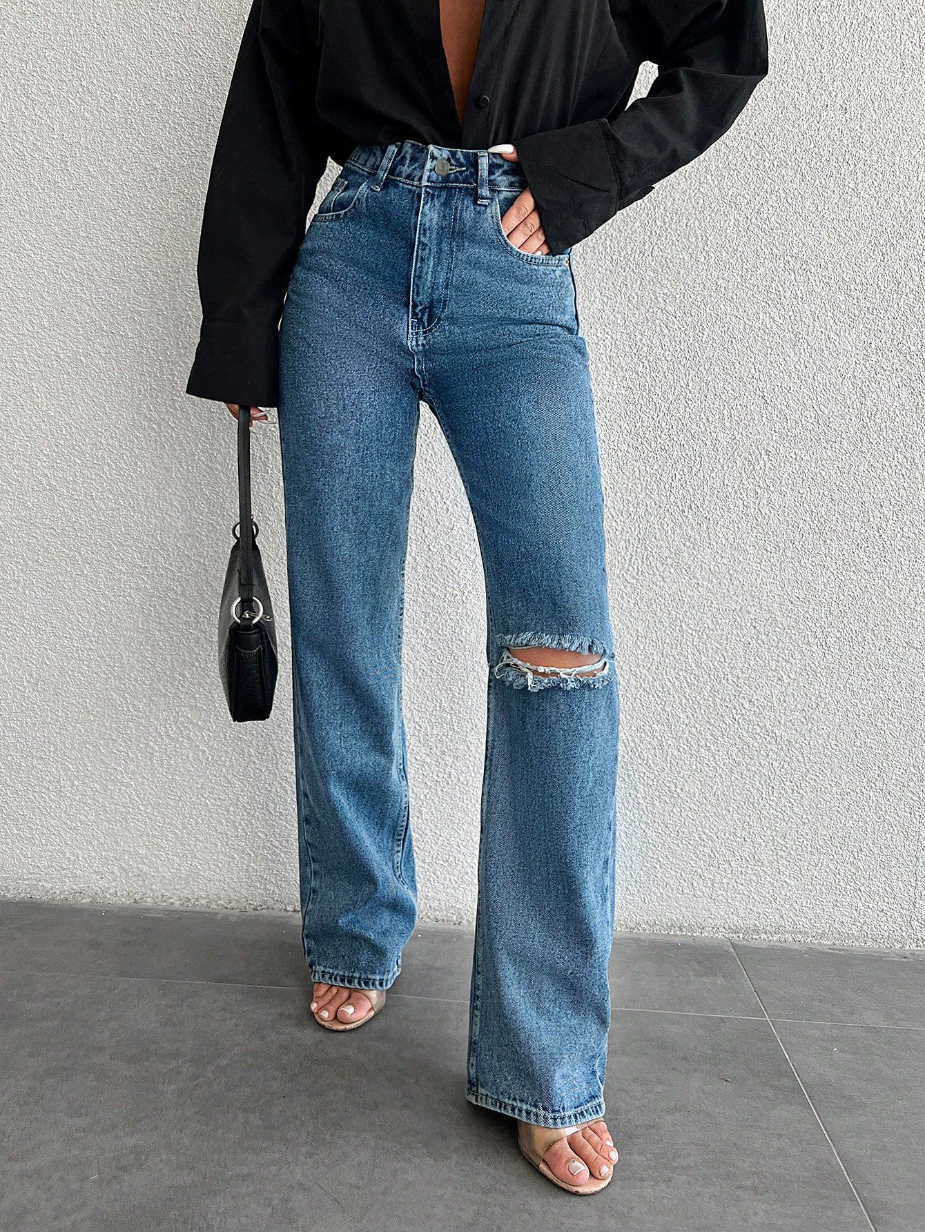 Blugi Dama, Talie Inalta, Croiala Drepata, Rupturi & Distressed