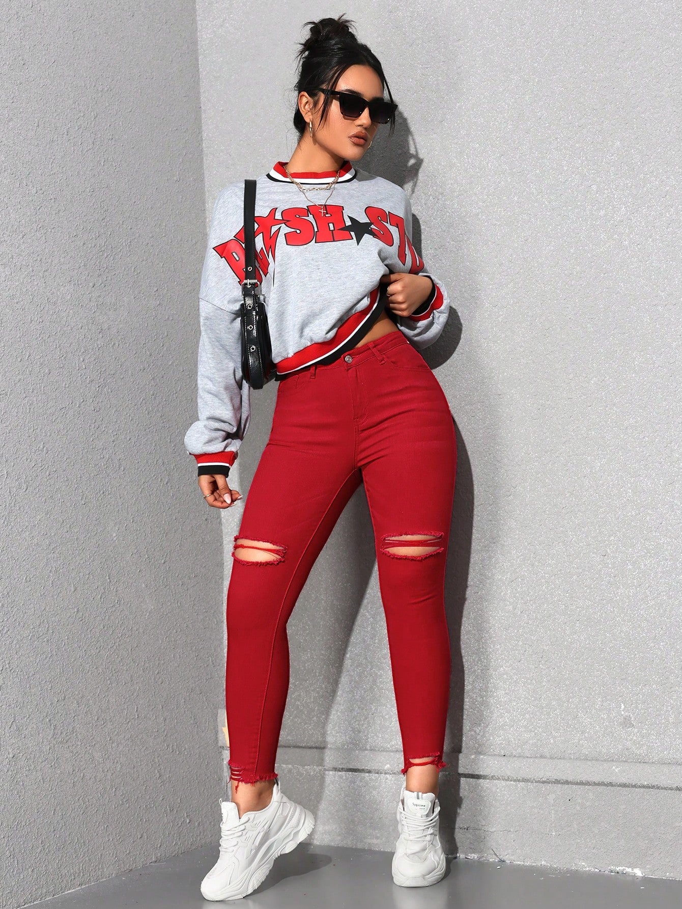 Blugi Dama, Croiala Slim Fit, Tiv Nefinisat, Ripped & Distressed