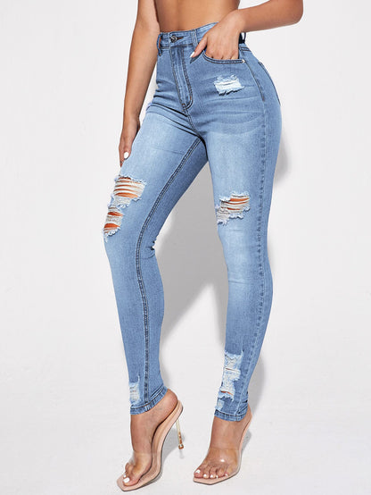 Blugi Dama, Croiala Slim Fit, Ripped & Distressed