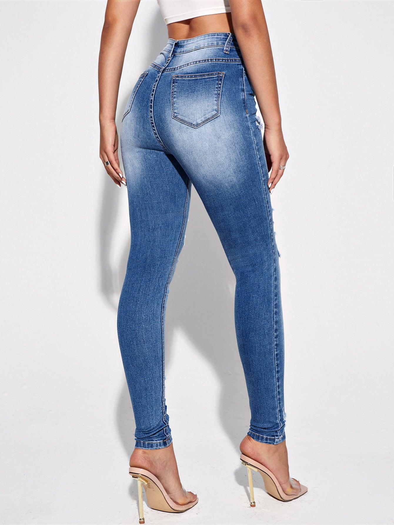 Blugi Dama, Croiala Slim Fit, Ripped & Distressed