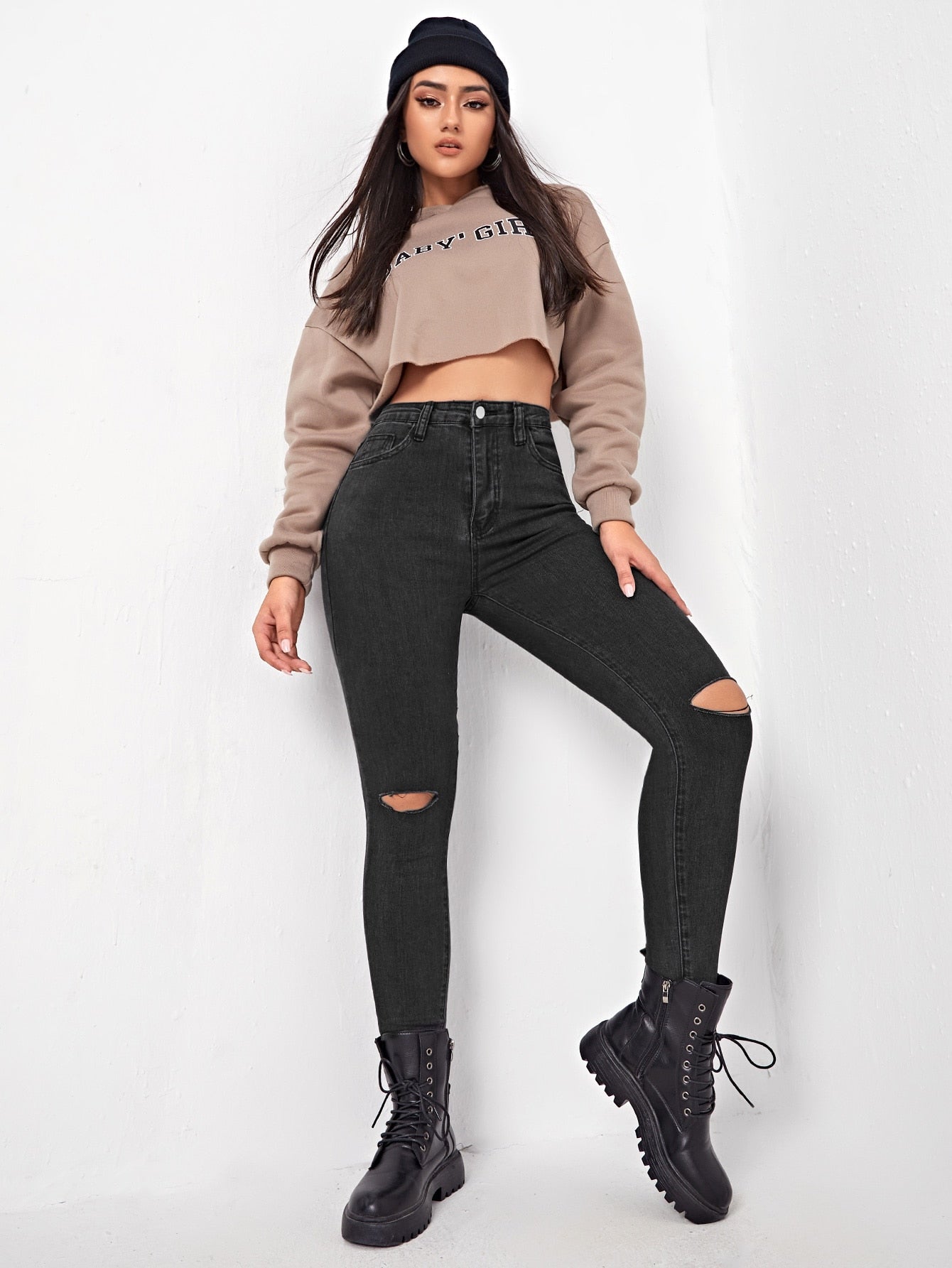 Blugi dama, Talie Inalta, Cu Rupturi, Croiala Skinny