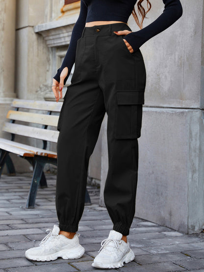 Pantaloni Cargo Dama, Talie Inalta Elastica