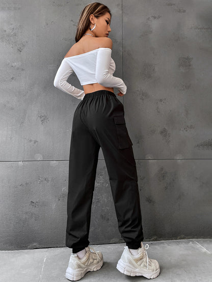 Pantaloni Cargo Dama, Talie Inalta Elastica