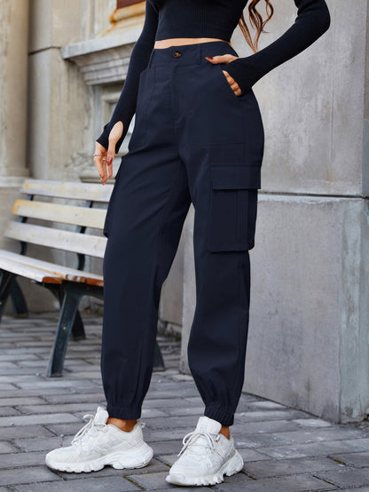 Pantaloni Cargo Dama, Talie Inalta Elastica