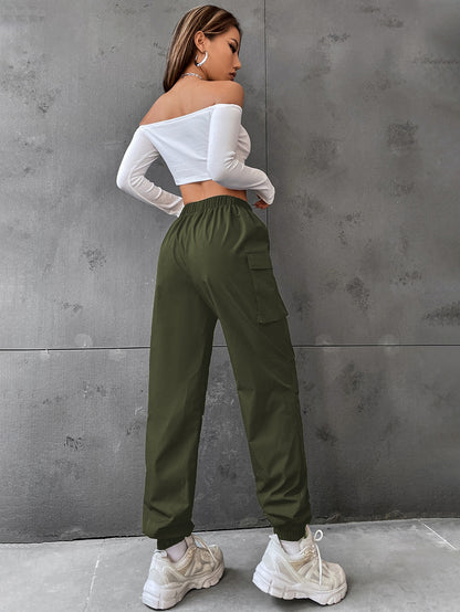 Pantaloni Cargo Dama, Talie Inalta Elastica