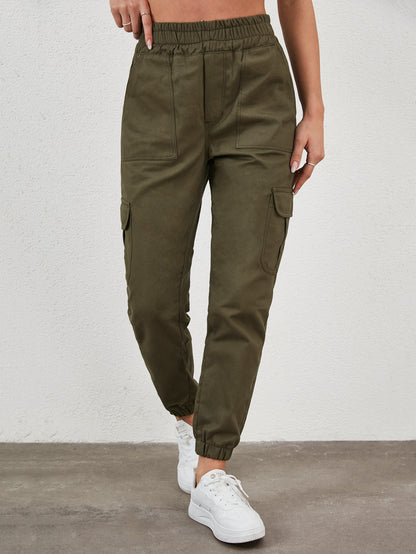 Pantaloni Cargo Dama, Talie Inalta & Elastica