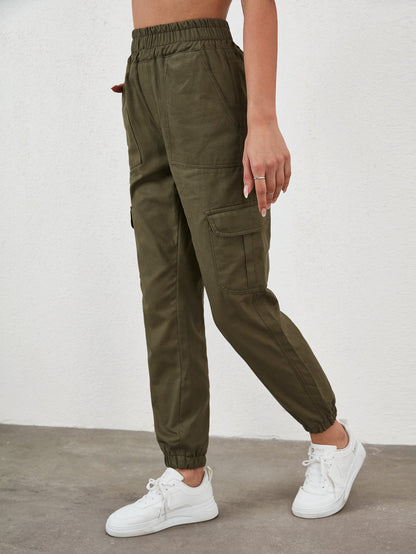 Pantaloni Cargo Dama, Talie Inalta & Elastica