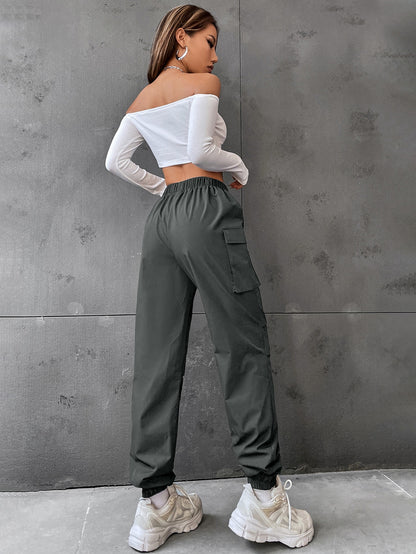 Pantaloni Cargo Dama, Talie Inalta Elastica