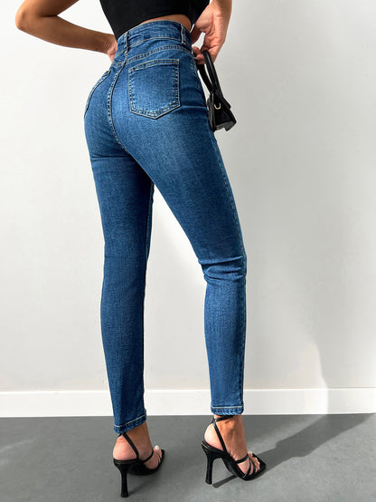 Blugi Dama, Croiala Slim Fit, Talie Super Inalta