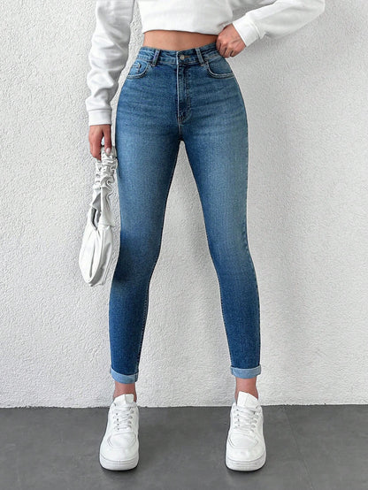 Blugi dama, Talie Inalta, Croiala Slim-Fit