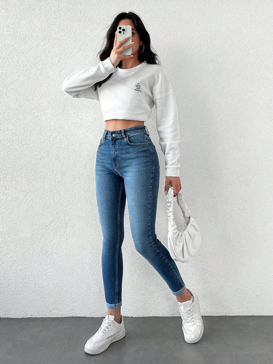 Blugi dama, Talie Inalta, Croiala Slim-Fit