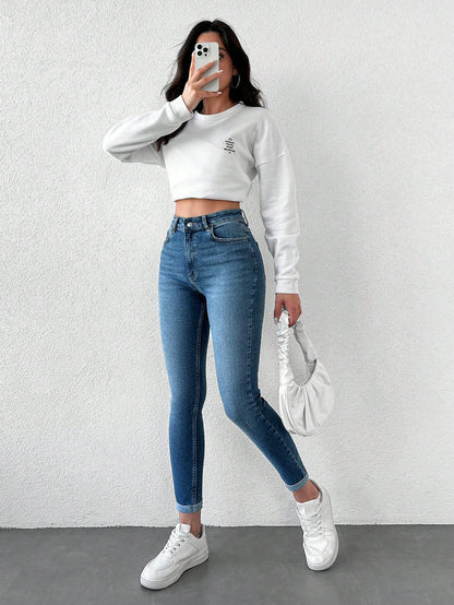 Blugi dama, Talie Inalta, Croiala Slim-Fit