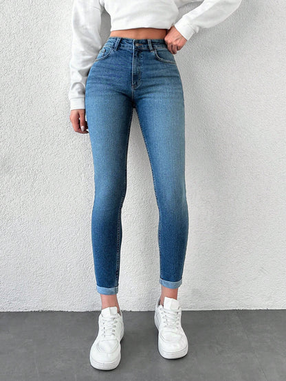 Blugi dama, Talie Inalta, Croiala Slim-Fit
