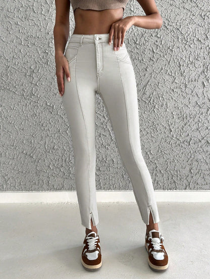 Blugi Dama, Croiala Skinny, Cu Tiv Despicat