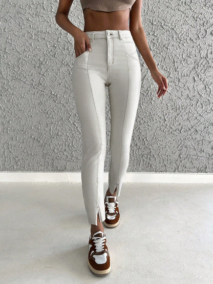 Blugi Dama, Croiala Skinny, Cu Tiv Despicat