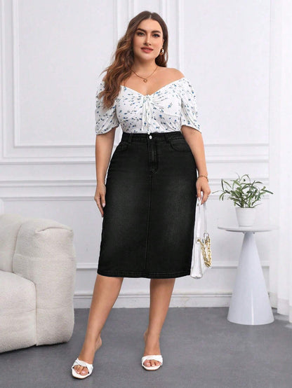 Fusta Dama, PLUS SIZE, Talie Inalta, Cu Buzunare