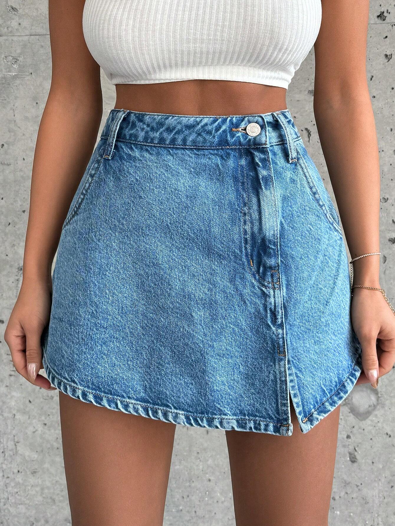 Blugi Dama Scurti, Tip Skort/Fusta, Talie Inalta,
