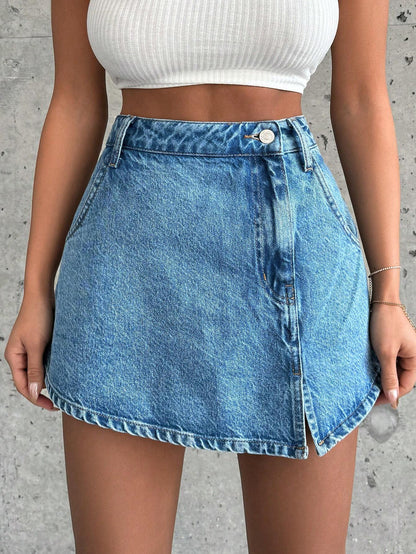 Blugi Dama Scurti, Tip Skort/Fusta, Talie Inalta,