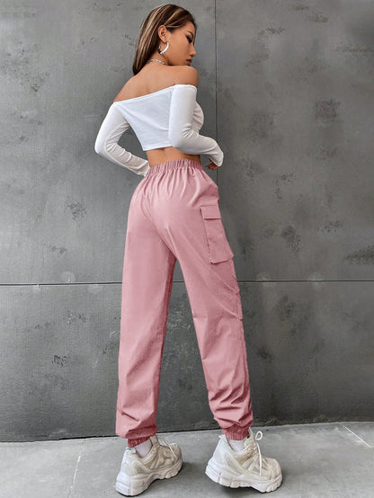 Pantaloni Cargo Dama, Talie Inalta Elastica