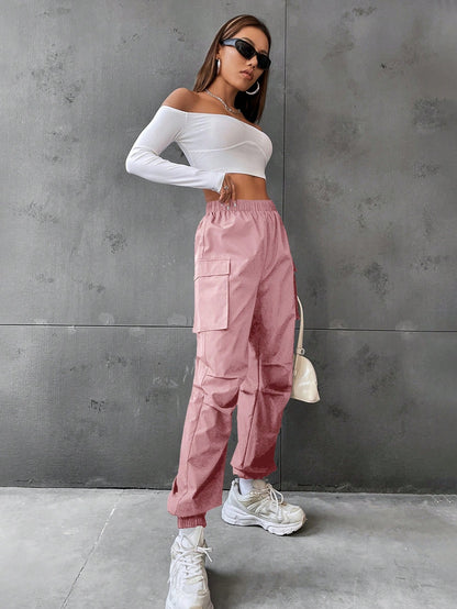 Pantaloni Cargo Dama, Talie Inalta Elastica