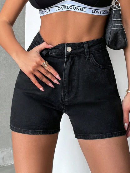 Blugi Dama, Scurti, Croiala Slim-Fit & Talie Inalta