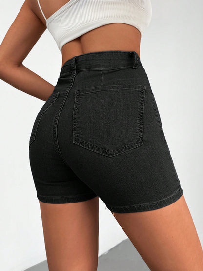 Blugi Dama, Scurti, Croiala Slim-Fit & Talie Inalta