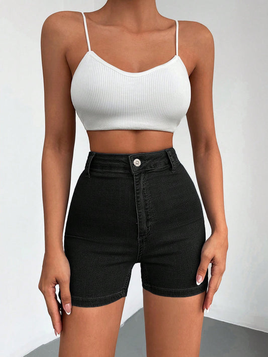 Blugi Dama, Scurti, Croiala Slim-Fit & Talie Inalta