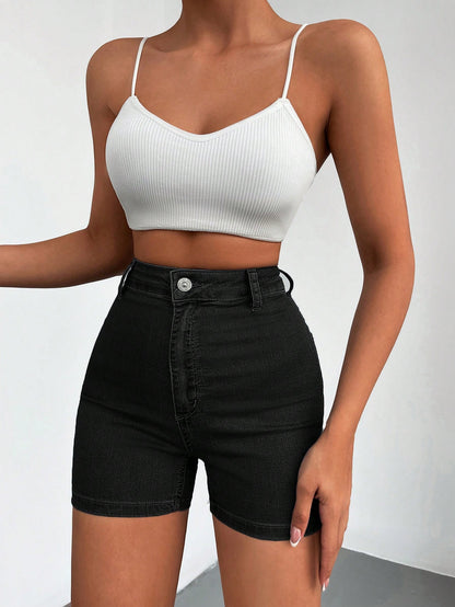 Blugi Dama, Scurti, Croiala Slim-Fit & Talie Inalta