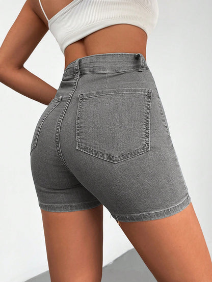 Blugi Dama, Scurti, Croiala Slim-Fit & Talie Inalta