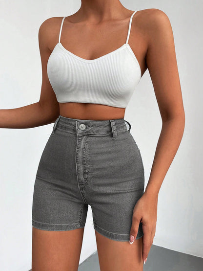 Blugi Dama, Scurti, Croiala Slim-Fit & Talie Inalta