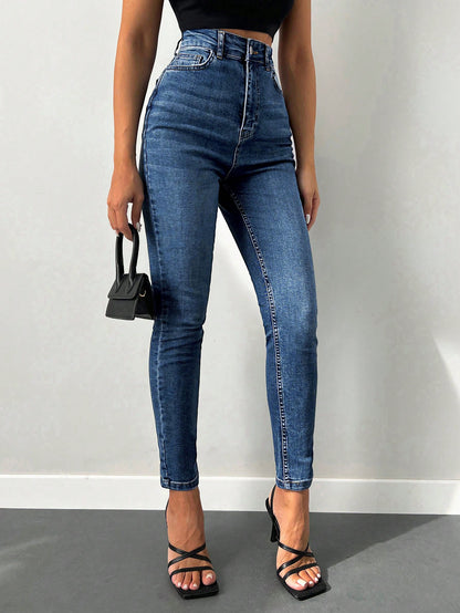 Blugi Dama, Croiala Slim Fit, Talie Super Inalta