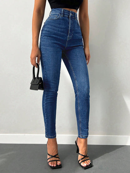 Blugi Dama, Croiala Slim Fit, Talie Super Inalta