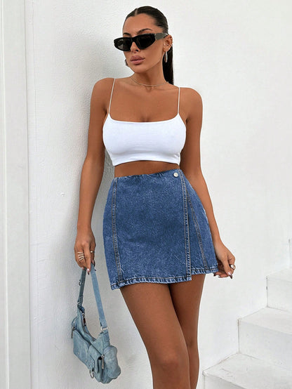Blugi Dama, Tip Skort, Talie Inalta, Croiala Slim Fit