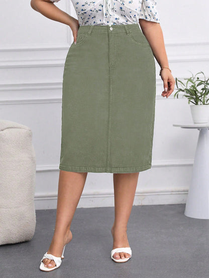 Fusta Dama, PLUS SIZE, Talie Inalta, Cu Buzunare