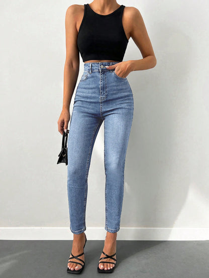 Blugi Dama, Croiala Slim Fit, Talie Super Inalta