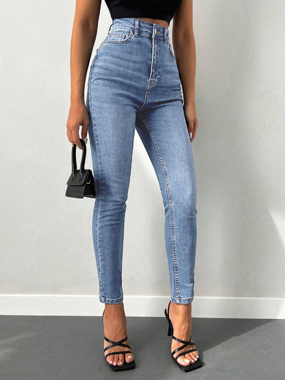Blugi Dama, Croiala Slim Fit, Talie Super Inalta