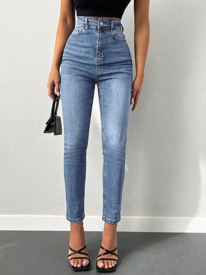Blugi Dama, Croiala Slim Fit, Talie Super Inalta