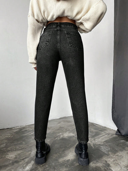 Blugi dama, Cropped, Talie Inalta, Croiala Slim-Fit