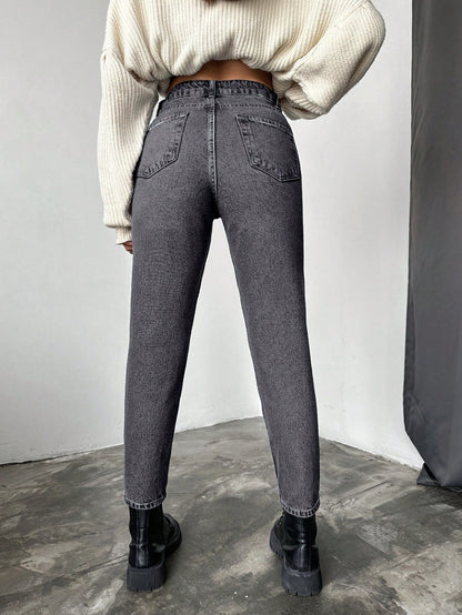 Blugi dama, Cropped, Talie Inalta, Croiala Slim-Fit