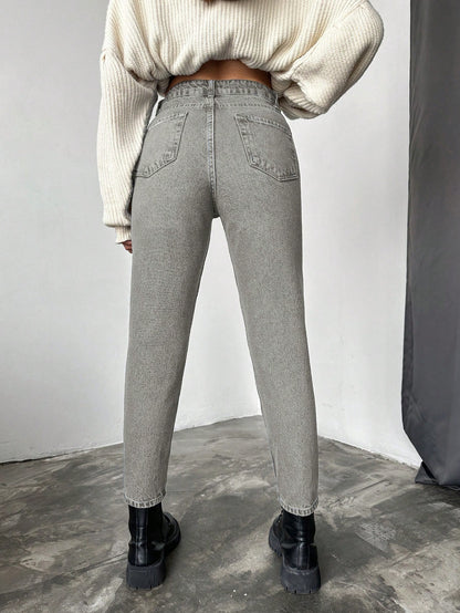 Blugi dama, Cropped, Talie Inalta, Croiala Slim-Fit