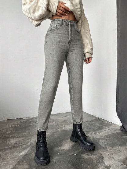 Blugi dama, Cropped, Talie Inalta, Croiala Slim-Fit