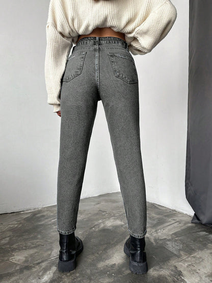 Blugi dama, Cropped, Talie Inalta, Croiala Slim-Fit