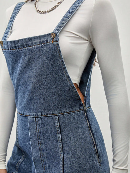 Salopeta Dama, Rochie Scurta, Cu Bretele, Croiala Lejera