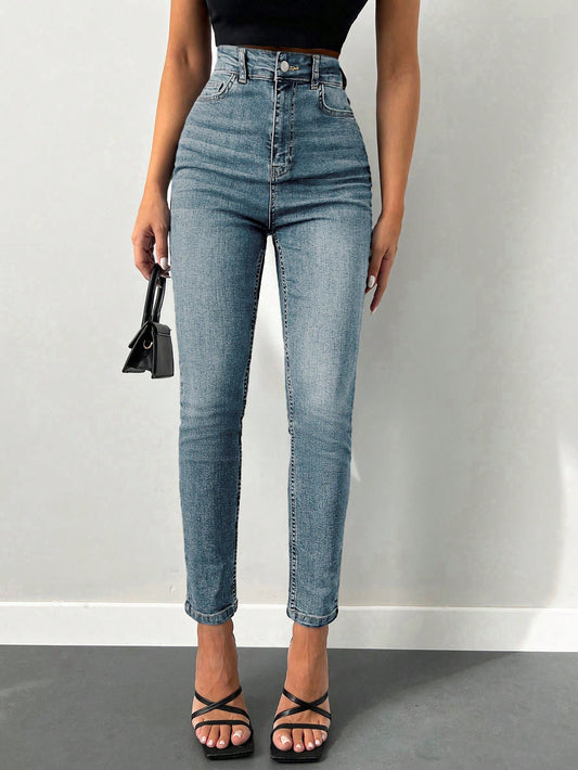 Blugi Dama, Croiala Slim Fit, Talie Super Inalta