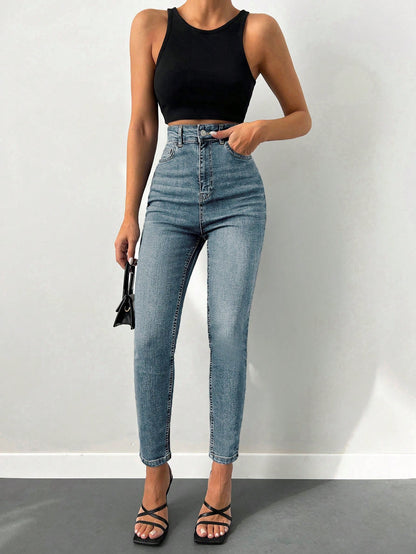 Blugi Dama, Croiala Slim Fit, Talie Super Inalta