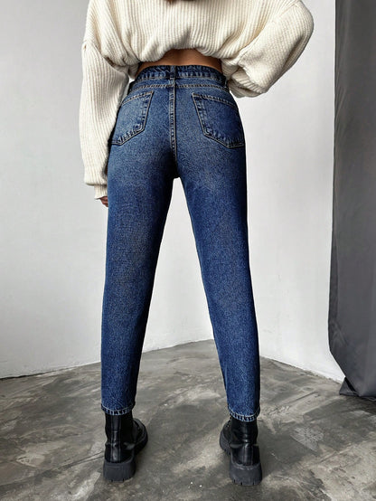 Blugi dama, Cropped, Talie Inalta, Croiala Slim-Fit