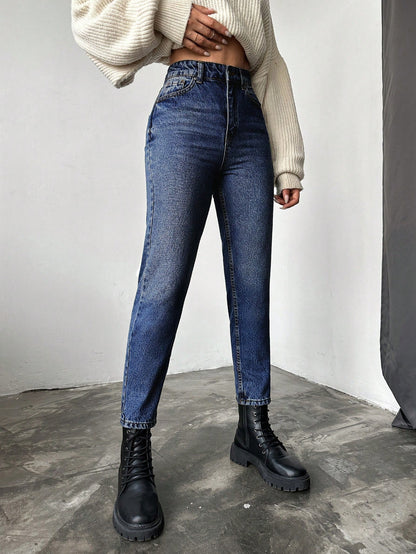 Blugi dama, Cropped, Talie Inalta, Croiala Slim-Fit