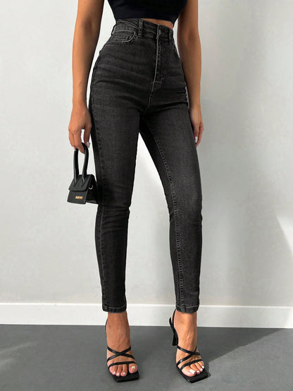 Blugi Dama, Croiala Slim Fit, Talie Super Inalta