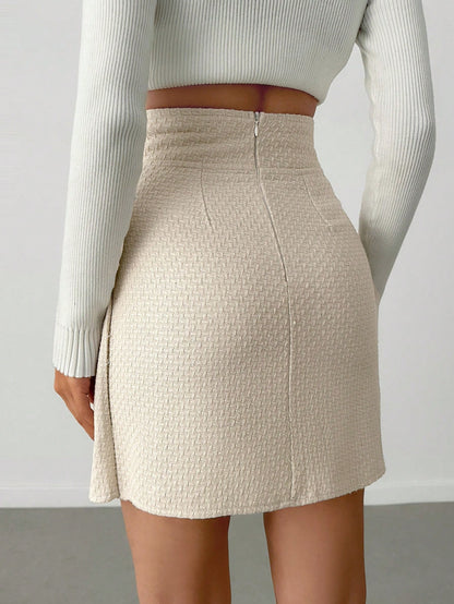 Fusta Scurta Dama, Croiala Asimetrica, Tweed